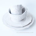 Eenvoudige stijl emboss blue servies set